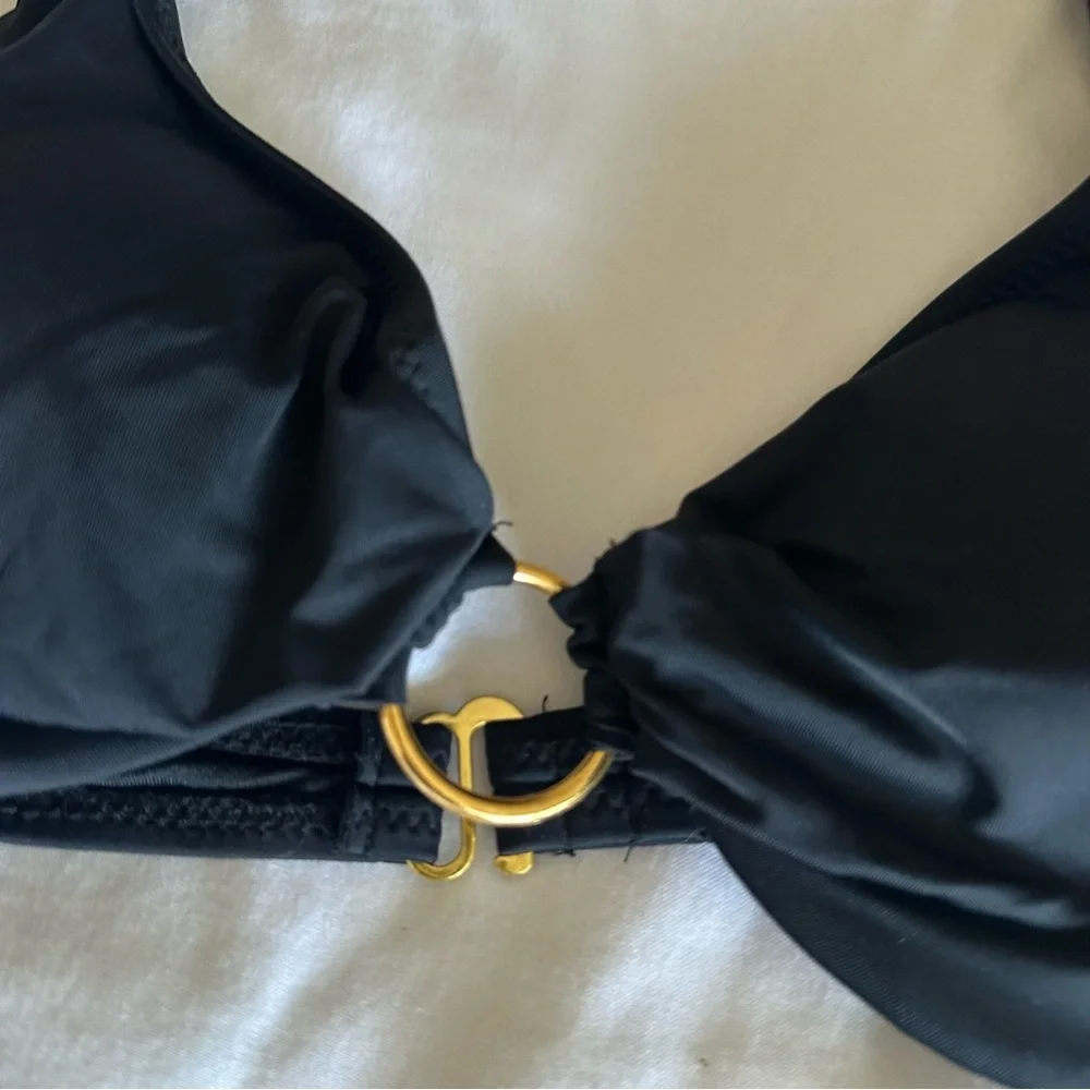 Black Bikini Top With Gold Ring